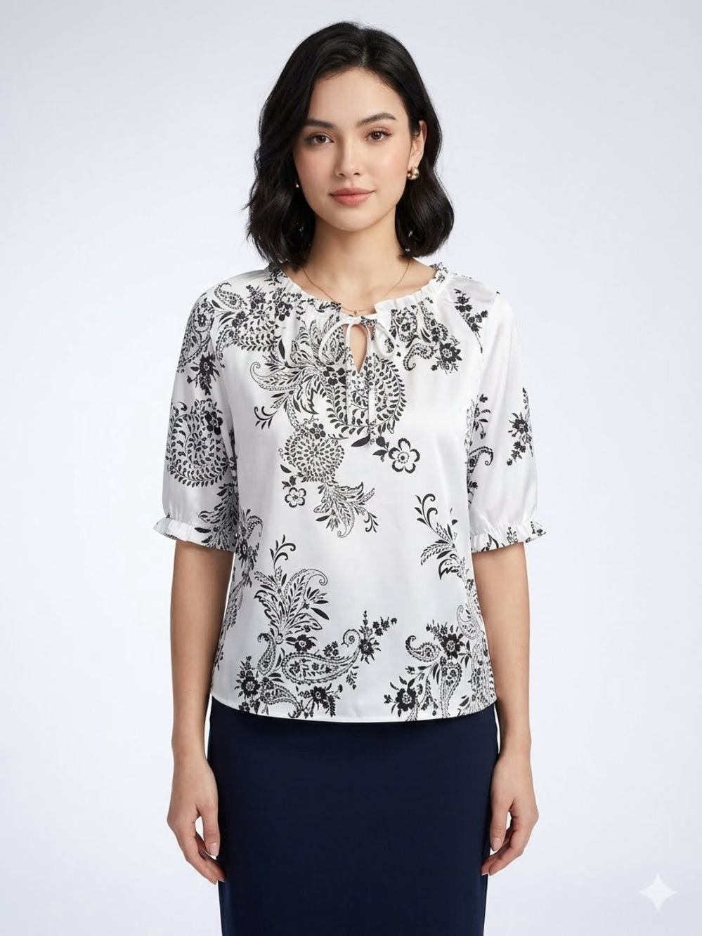 Black & White Floral Off-Shoulder Top